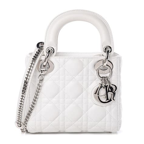 dior mini lady dior lambskin bag|CHRISTIAN DIOR Lambskin Cannage Mini Lady Dior White.